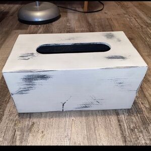 Light grey black distressed rectangle rectangular tissue box holder cover